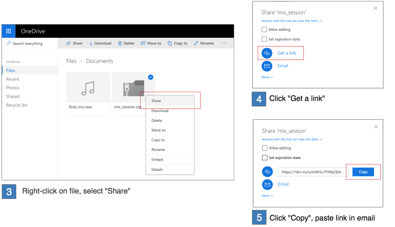 How to share a file with us using Microsoft OneDrive.